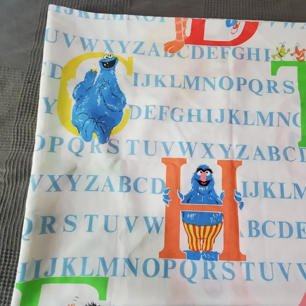Vintage Sesame Street Twin Top Sheet Alphabet Big Bird American Lifestyle USA